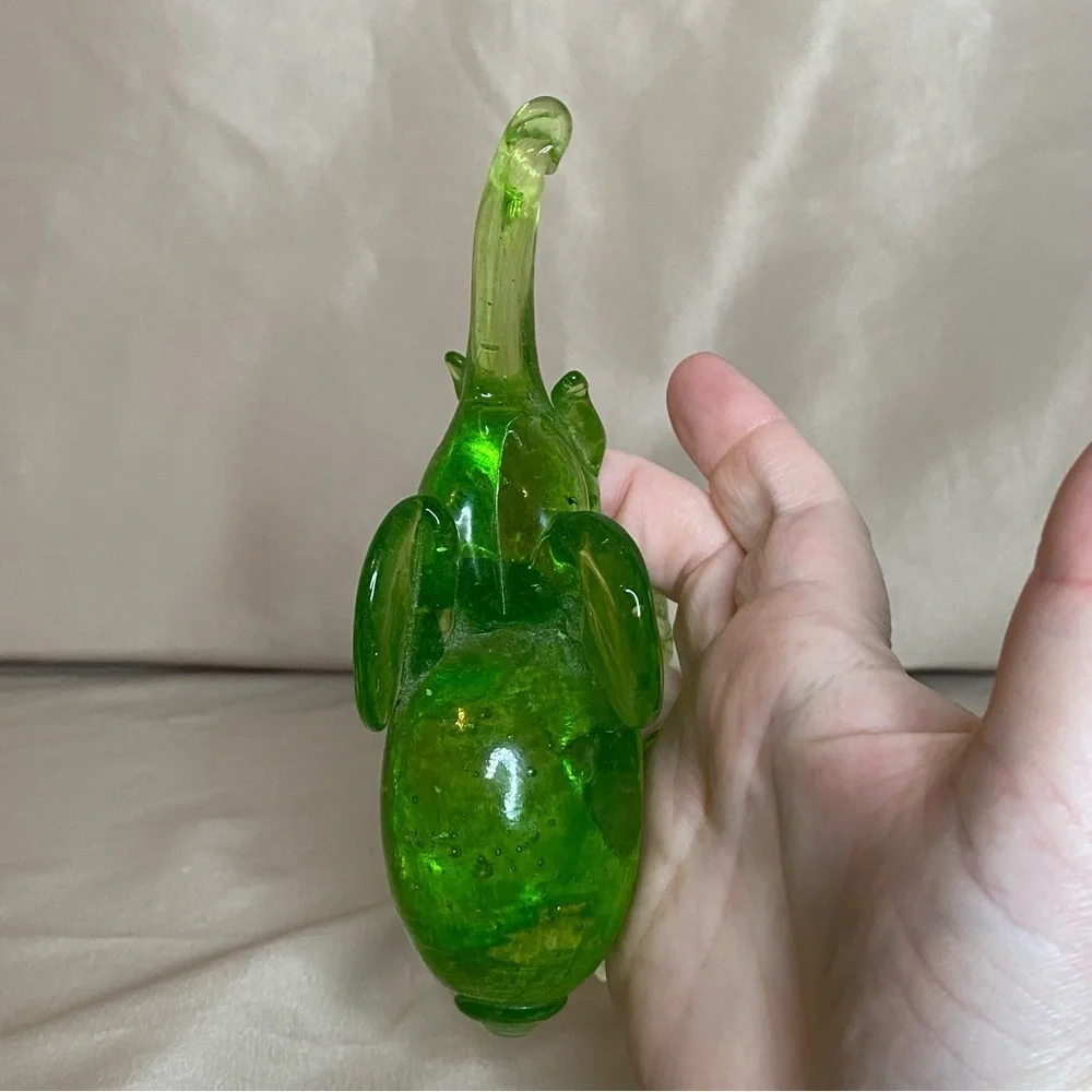 Handmade Elephant Green Blown Glass
